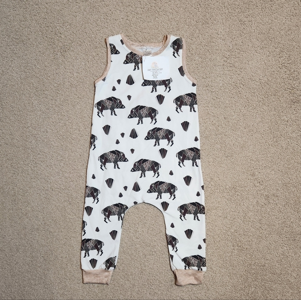 White Toddler Romper with Aztec Print